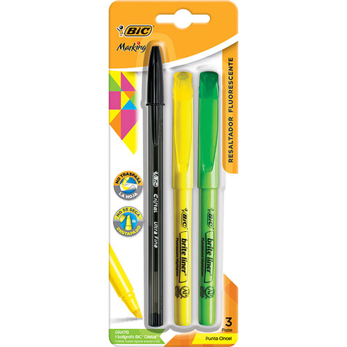MARCATEXTOS BIC BRITE LINER BLISTER CON 2 AMARILLO/VERDE